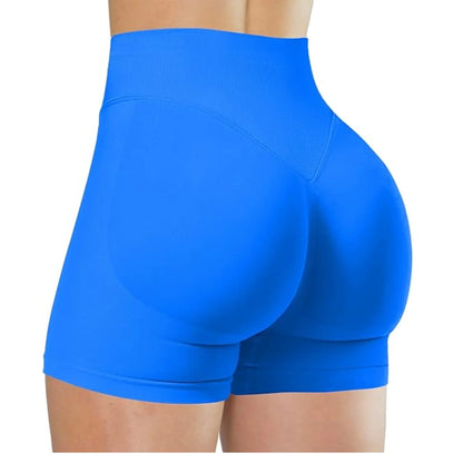 High Waisted Yoga Shorts for Women Nylon Elastane Solid