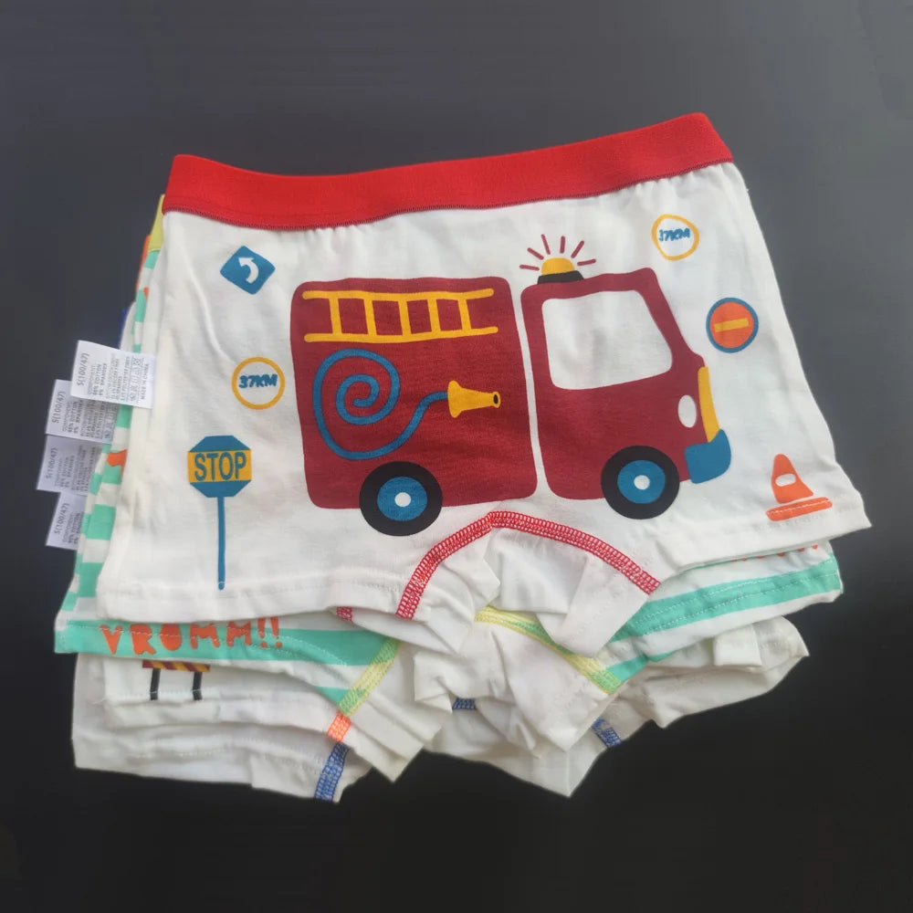 Children's Cotton Underwear Boy Briefs with Cartoon Design