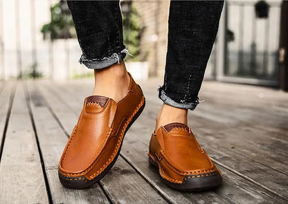Men's Genuine Leather Slip-On Loafers Casual Shoes