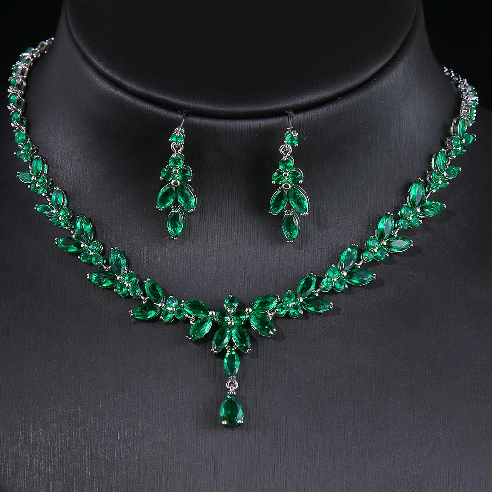 Emmaya Jewelry Set for Women Cubic Zirconia Earrings and Necklace