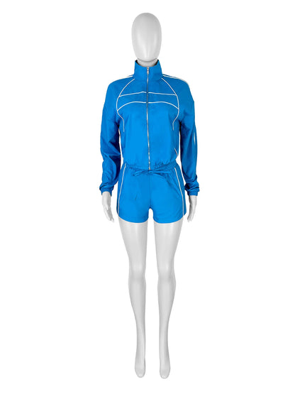 Women's Slim Sporty Tracksuit with Jacket and Shorts