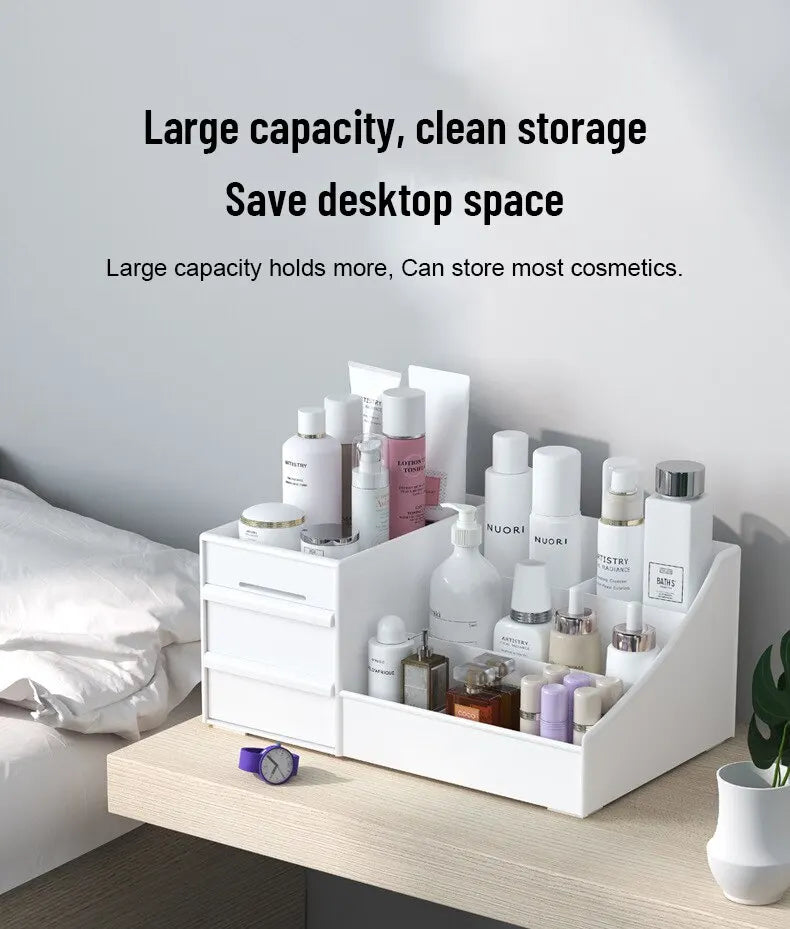 White Plastic Drawer Makeup Storage Box