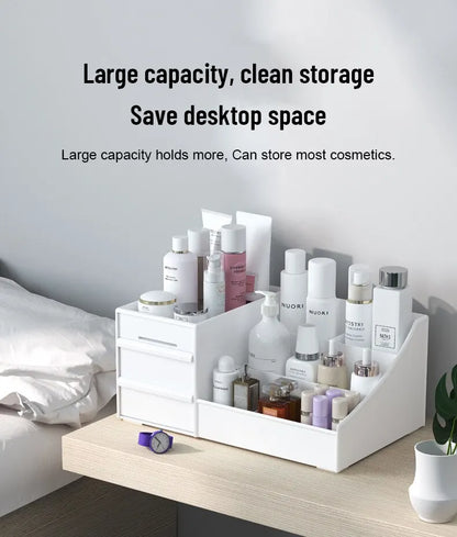 White Plastic Drawer Makeup Storage Box