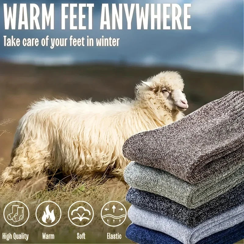 Men's Thick Warm Mid-Calf Socks, 3 Pairs Polyester