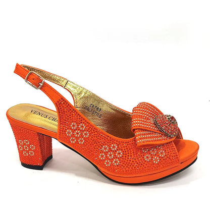 Golden Wedding Shoes And Bag Set With Diamond Decoration