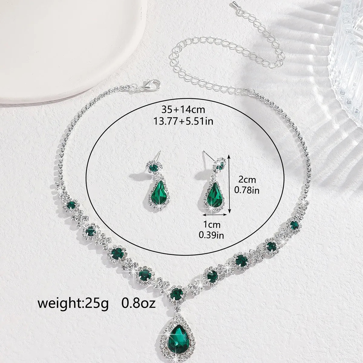 Water Drop Necklace and Earrings Set for Women