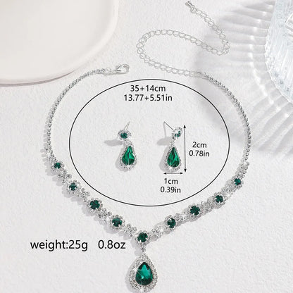 Water Drop Necklace and Earrings Set for Women