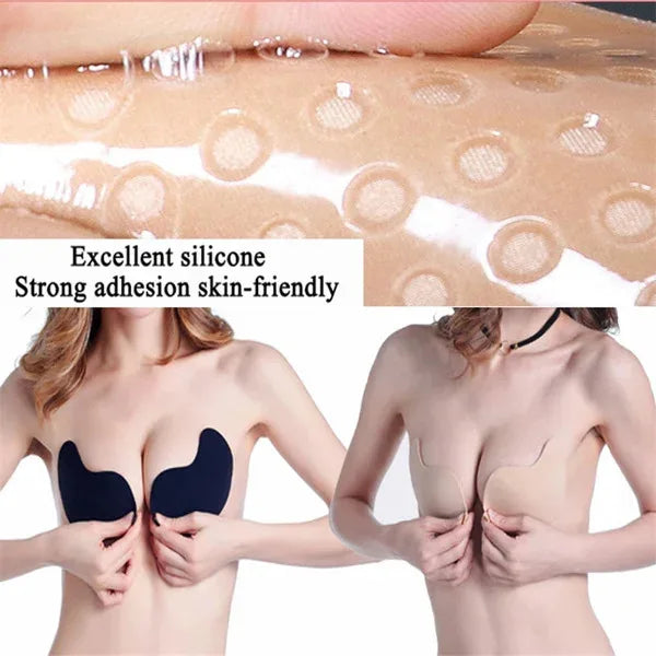 Invisible Push Up Bra Self-Adhesive Silicone Black Skin