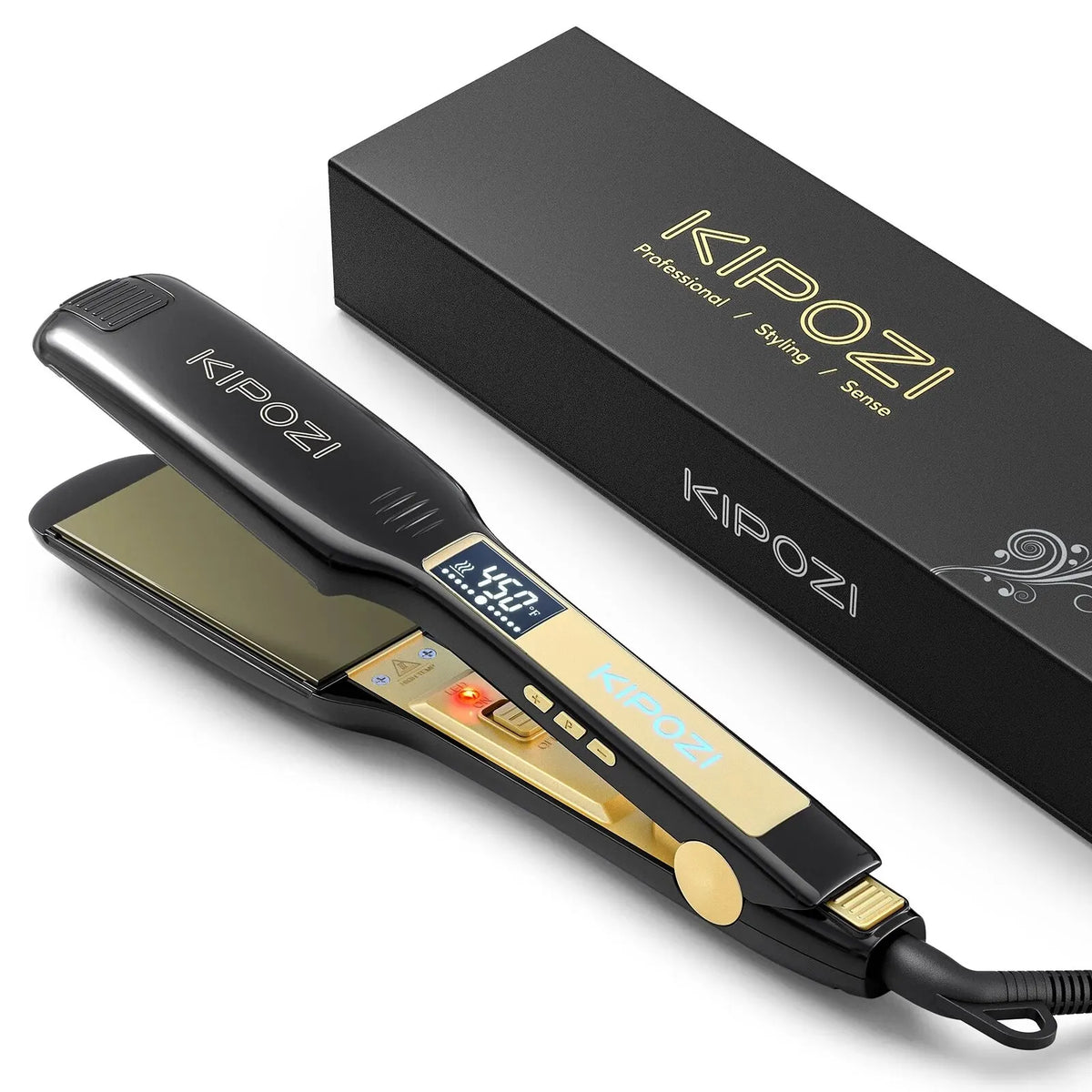 KIPOZI Titanium Flat Iron Hair Straightener with LCD Display