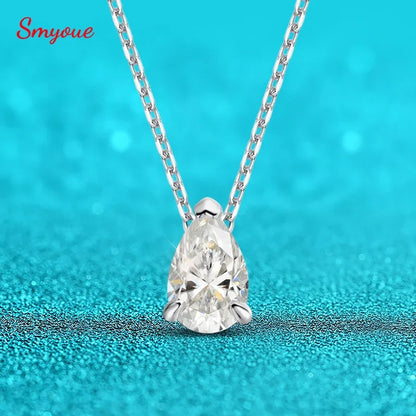 Smyoue Pear Cut Moissanite Necklace 925 Sterling Silver