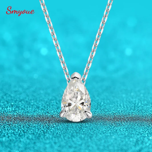 Smyoue Pear Cut Moissanite Necklace 925 Sterling Silver