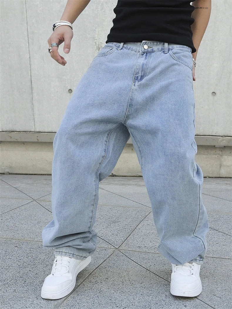 Men's Baggy Denim Jeans Casual Loose Straight Pants