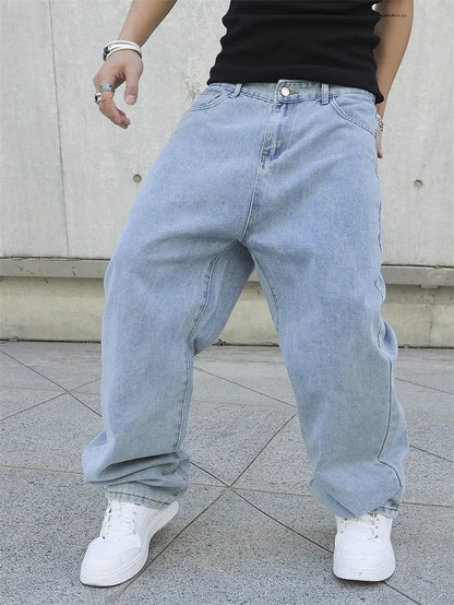 Men's Baggy Denim Jeans Casual Loose Straight Pants