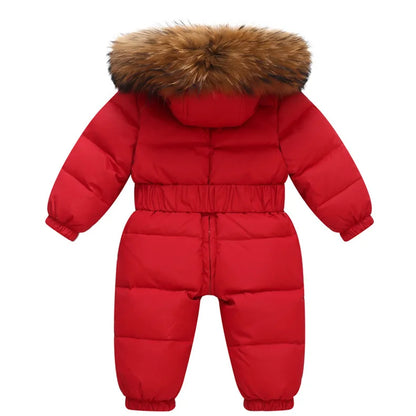 Children's Waterproof Hooded Down Snowsuit for Winter
