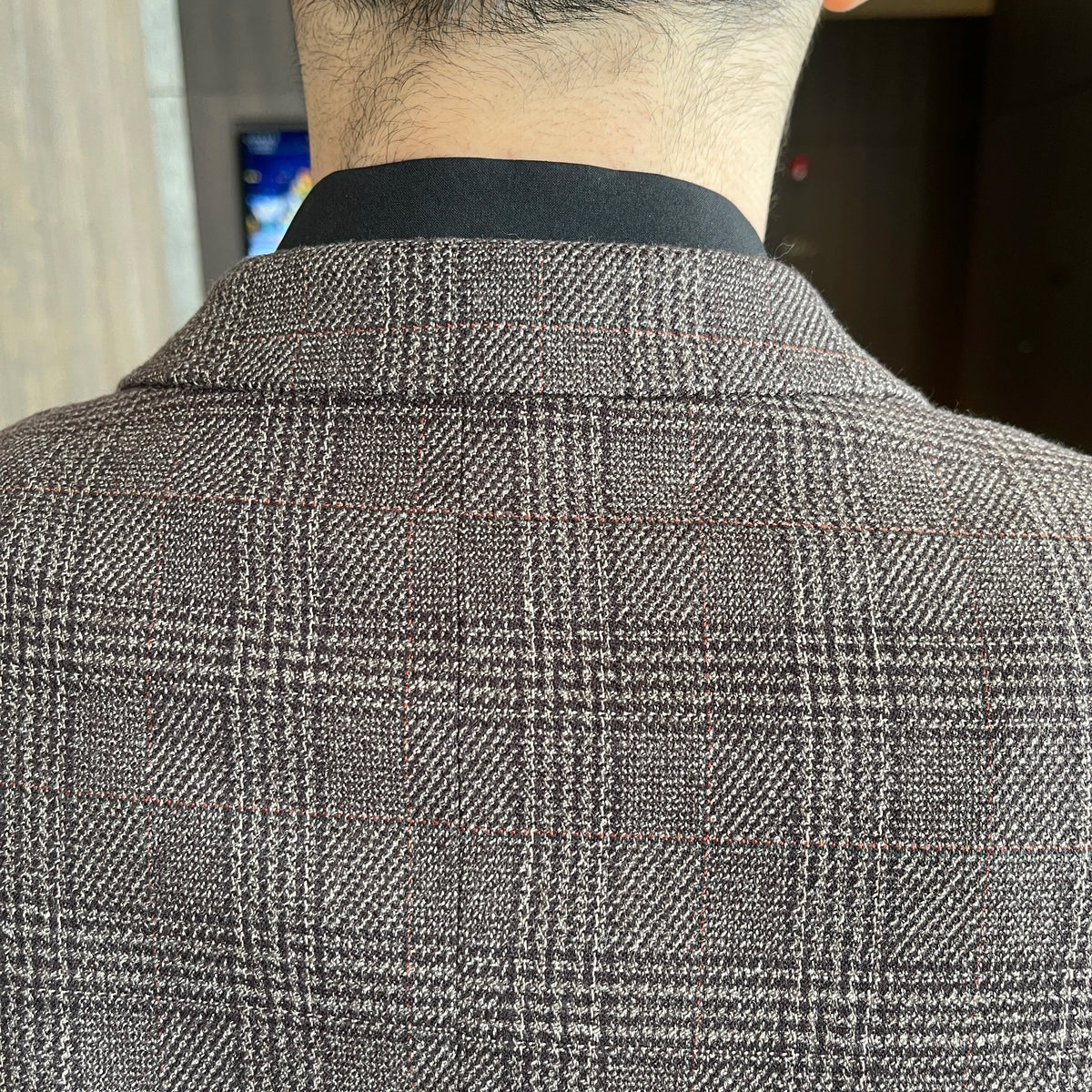 Modified Plaid Three-Piece Suit for Men