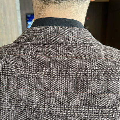 Modified Plaid Three-Piece Suit for Men