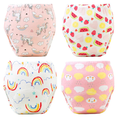 4PCS Reusable Cotton Baby Diapers for Potty Training