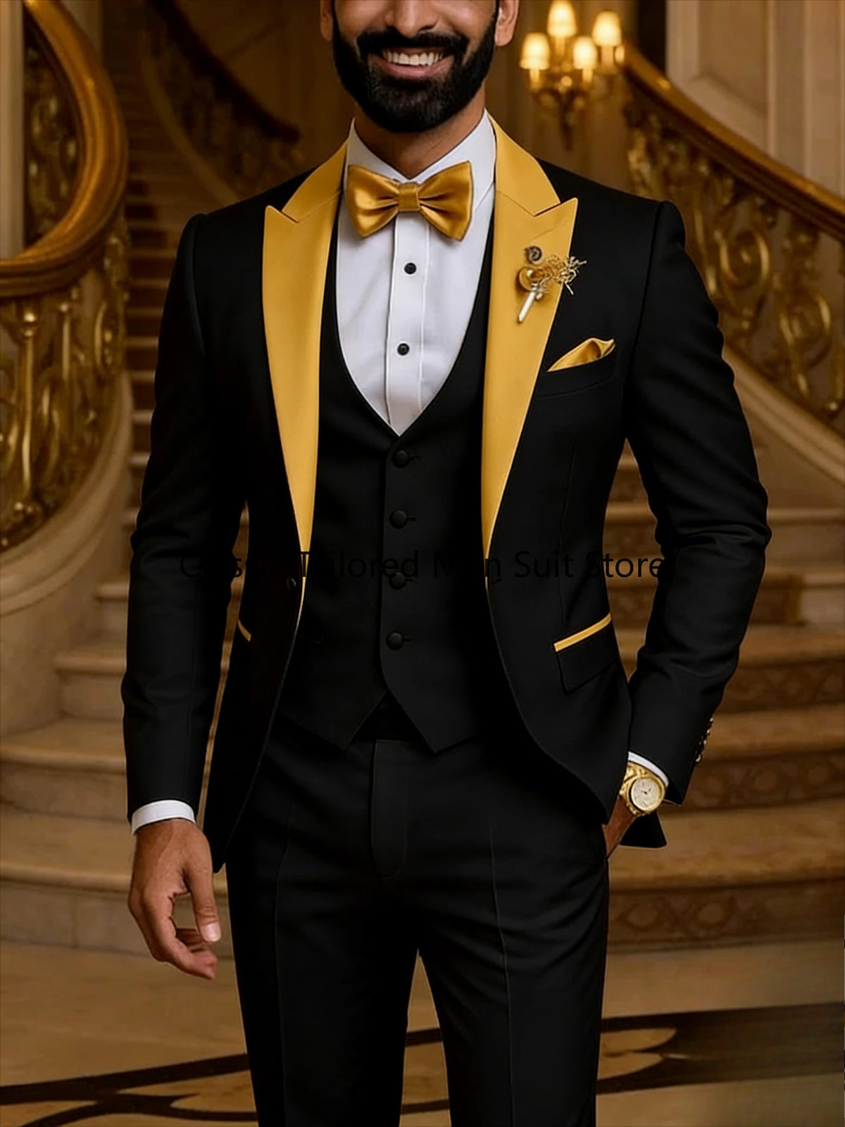 Men's Slim Fit Tuxedo 3 Piece Suit for Wedding and Work