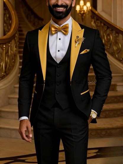 Men's Slim Fit Tuxedo 3 Piece Suit for Wedding and Work