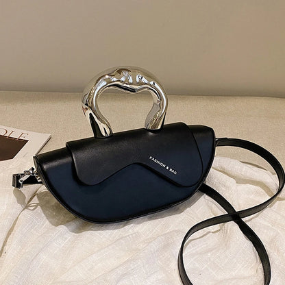 Solid PU Shoulder Bag with Hasp Compartment
