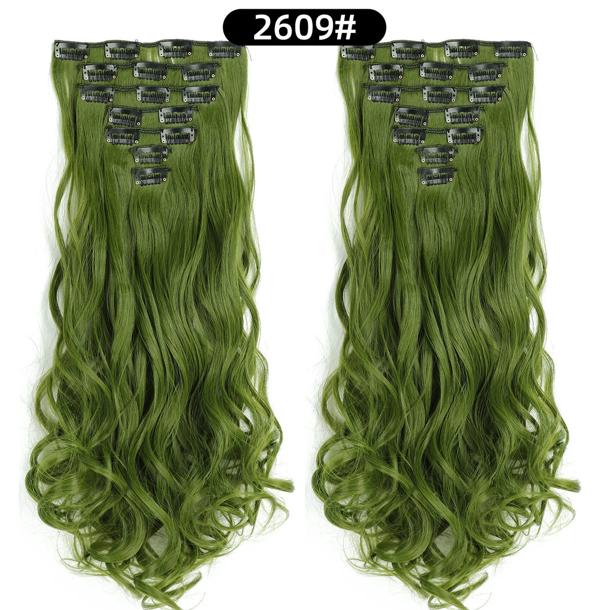 22 Inch Curly Wavy Clip In Hair Extensions Synthetic