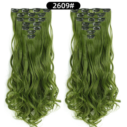 22 Inch Curly Wavy Clip In Hair Extensions Synthetic