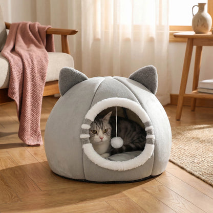 Deep Sleeping Cat Bed Cave Nest Plush Soft Mat