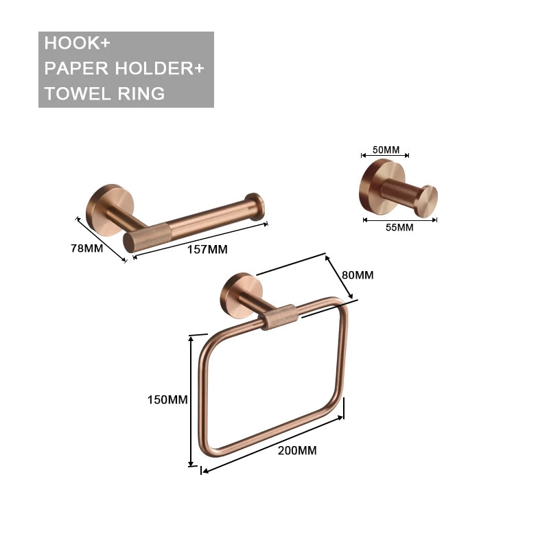 Brushed Rose Gold Metal Bath Hardware Set
