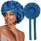 Satin Solid Sleeping Hat with Stretchy Tie Band