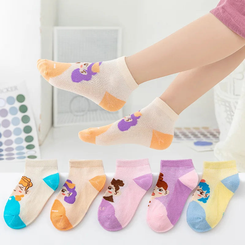 Children's Summer Fishnet Cotton Socks Set