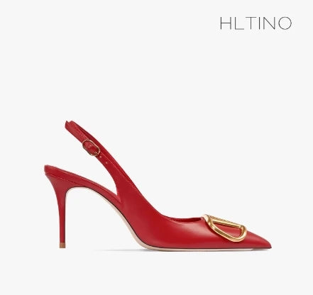 Black Slingback Sandals for Women with High Heels