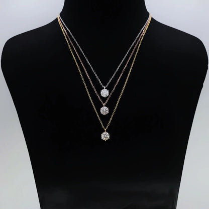 Moissanite Pendant Necklace 18K Gold Plated Women