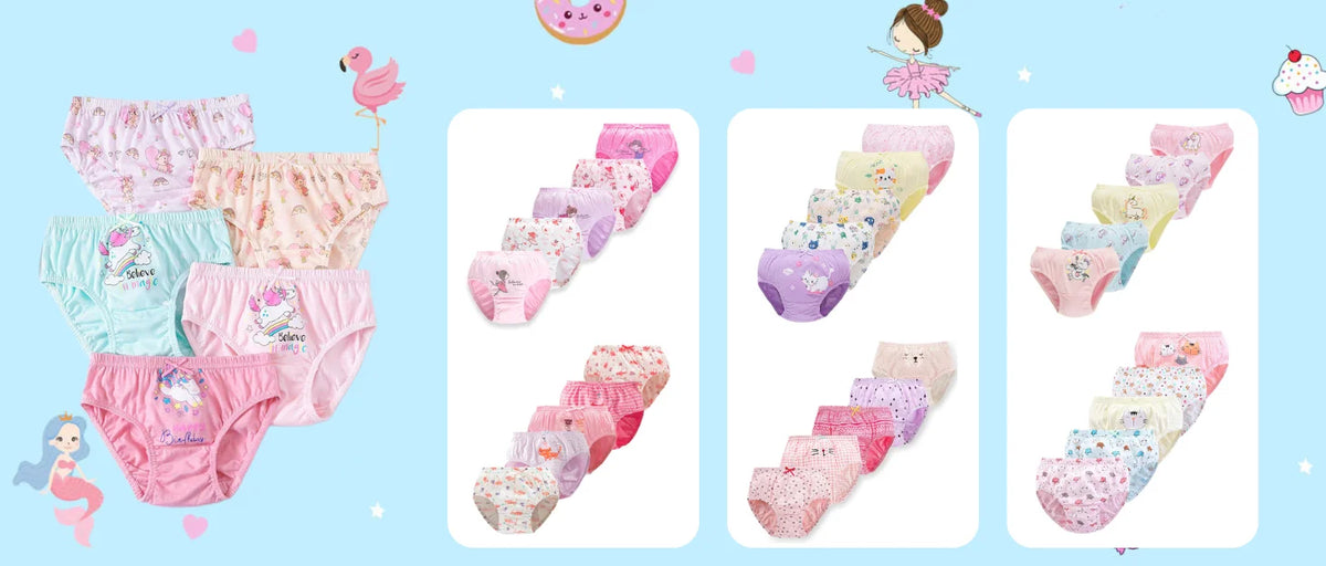 Girls Cotton Unicorn Cartoon Briefs Soft Underwear