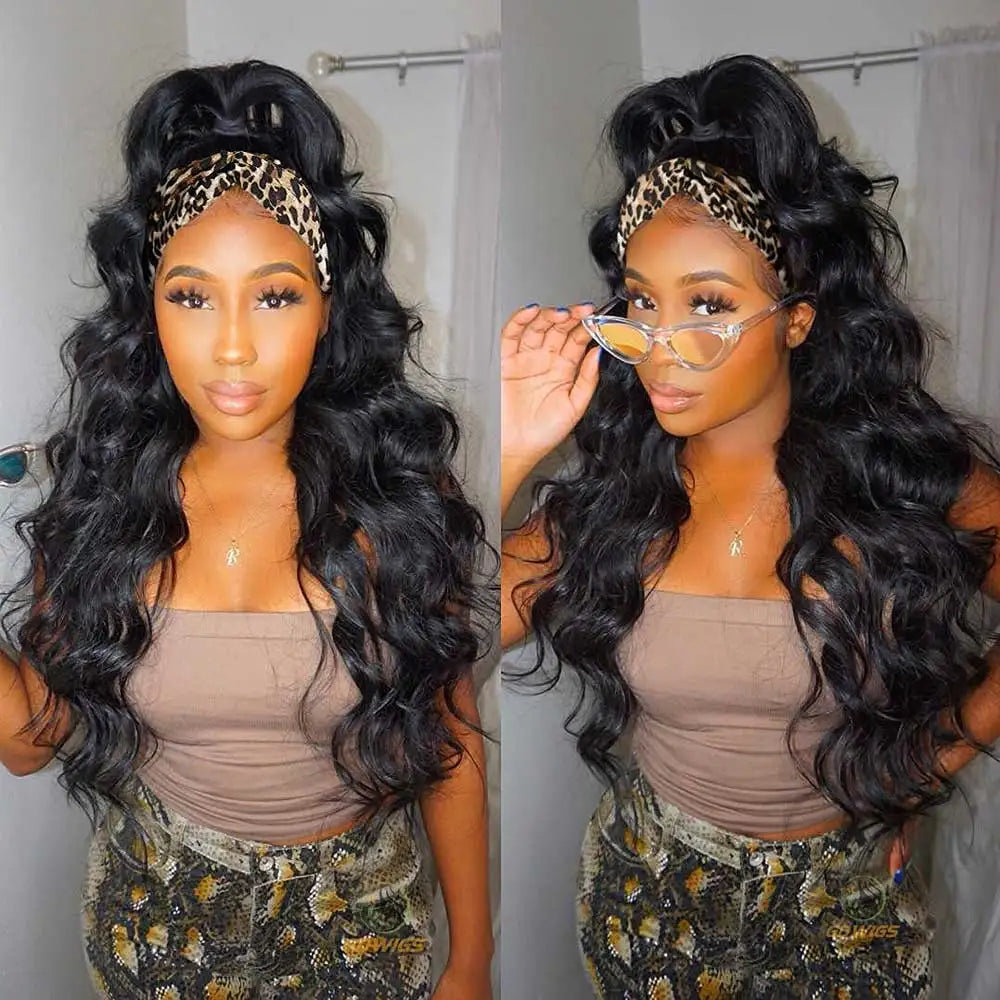 Body Wave Human Hair Headband Wig 200% Density 30-40 Inch