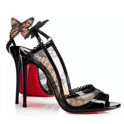 Elegant Lace Bowknot High Heels Sandals for Women