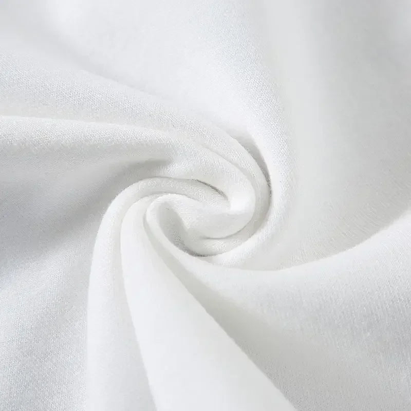Black White Cotton T-Shirt Heavy-Duty Short Sleeves