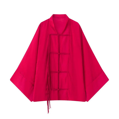 Women's Yellow Long Sleeve Shirt with Knot Decoration