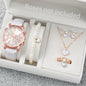 Fashion Women's Quartz Watch Leather Band Jewelry Set