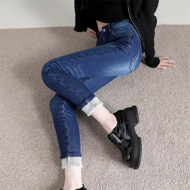 Women's Winter Plush Stretch Skinny Jeans