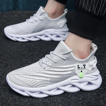 YRZL Men's Black Breathable Mesh Jogging Shoes