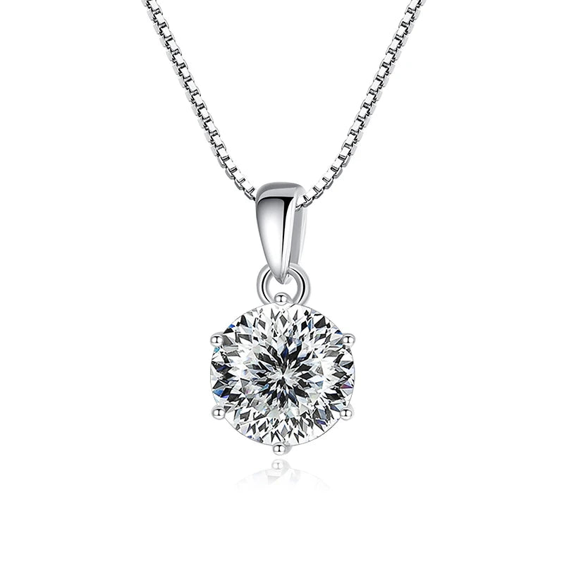 Moissanite Pendant Necklace 925 Sterling Silver Women