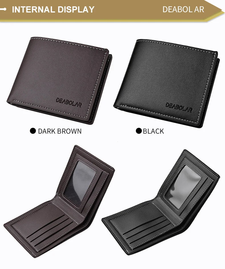 PU Leather Short Wallet for Men in Thin Folding Design