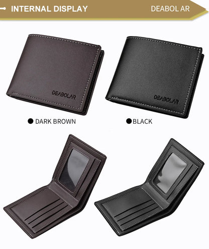 PU Leather Short Wallet for Men in Thin Folding Design