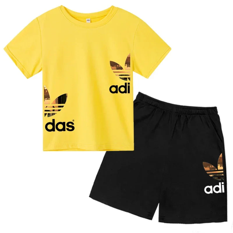 Kids Casual O-neck T-shirt and Pants Set