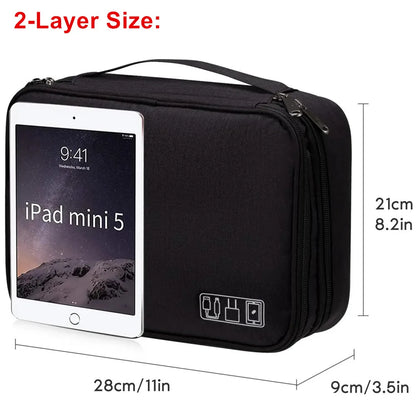 Leather Cable Storage Bag Waterproof Organizer
