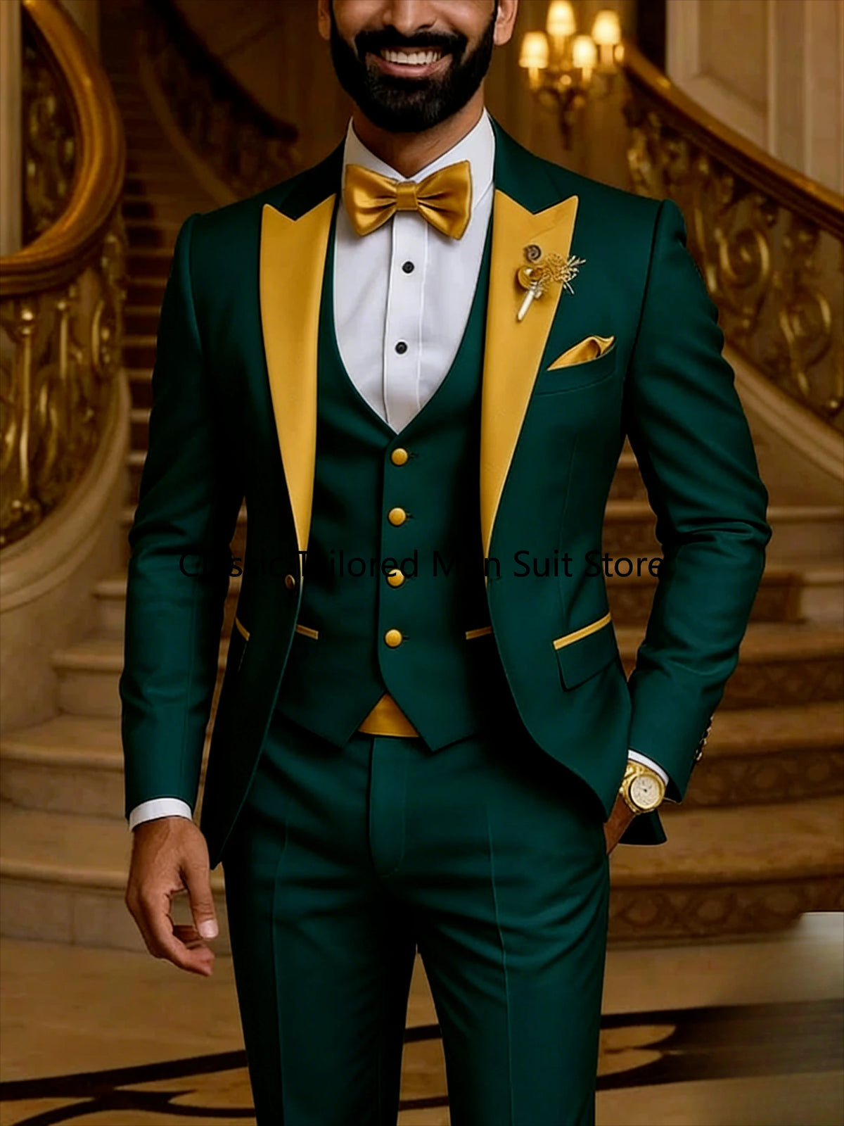 Men's Slim Fit Tuxedo 3 Piece Suit for Wedding and Work