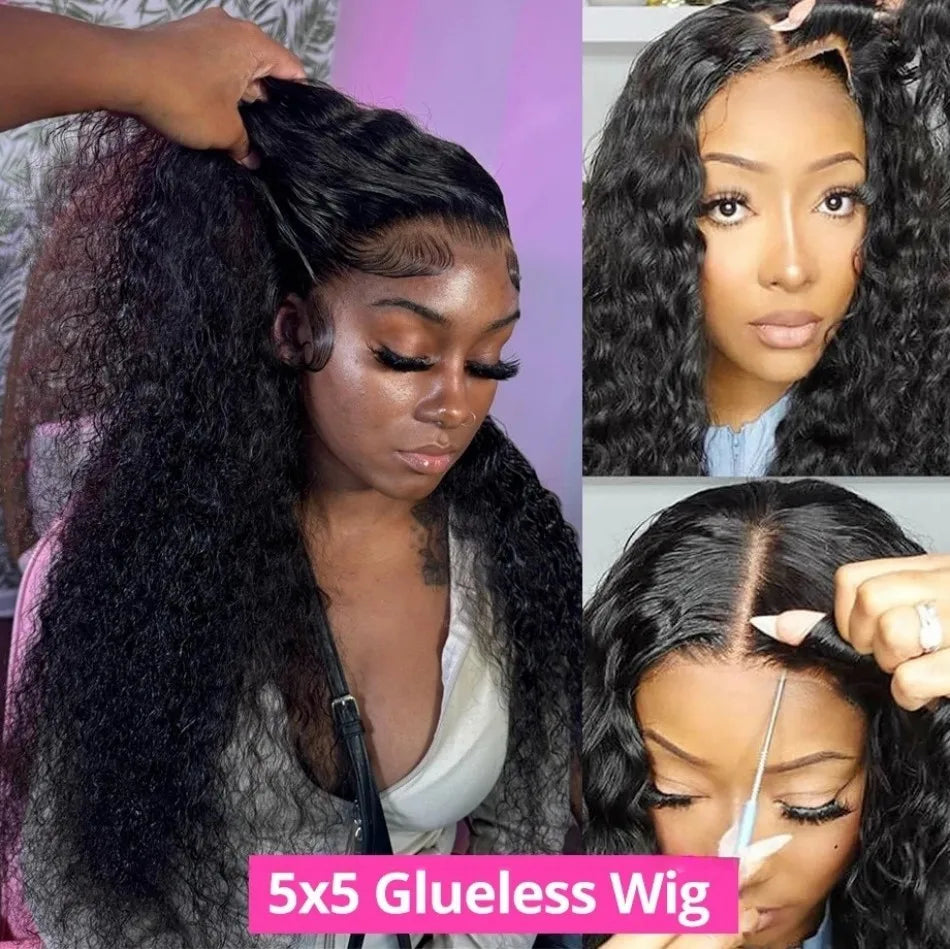 13x6 Deep Wave Human Hair Wig 250 Density 40 Inch