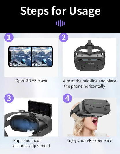 3D Virtual Reality Glasses Headset for Smartphones