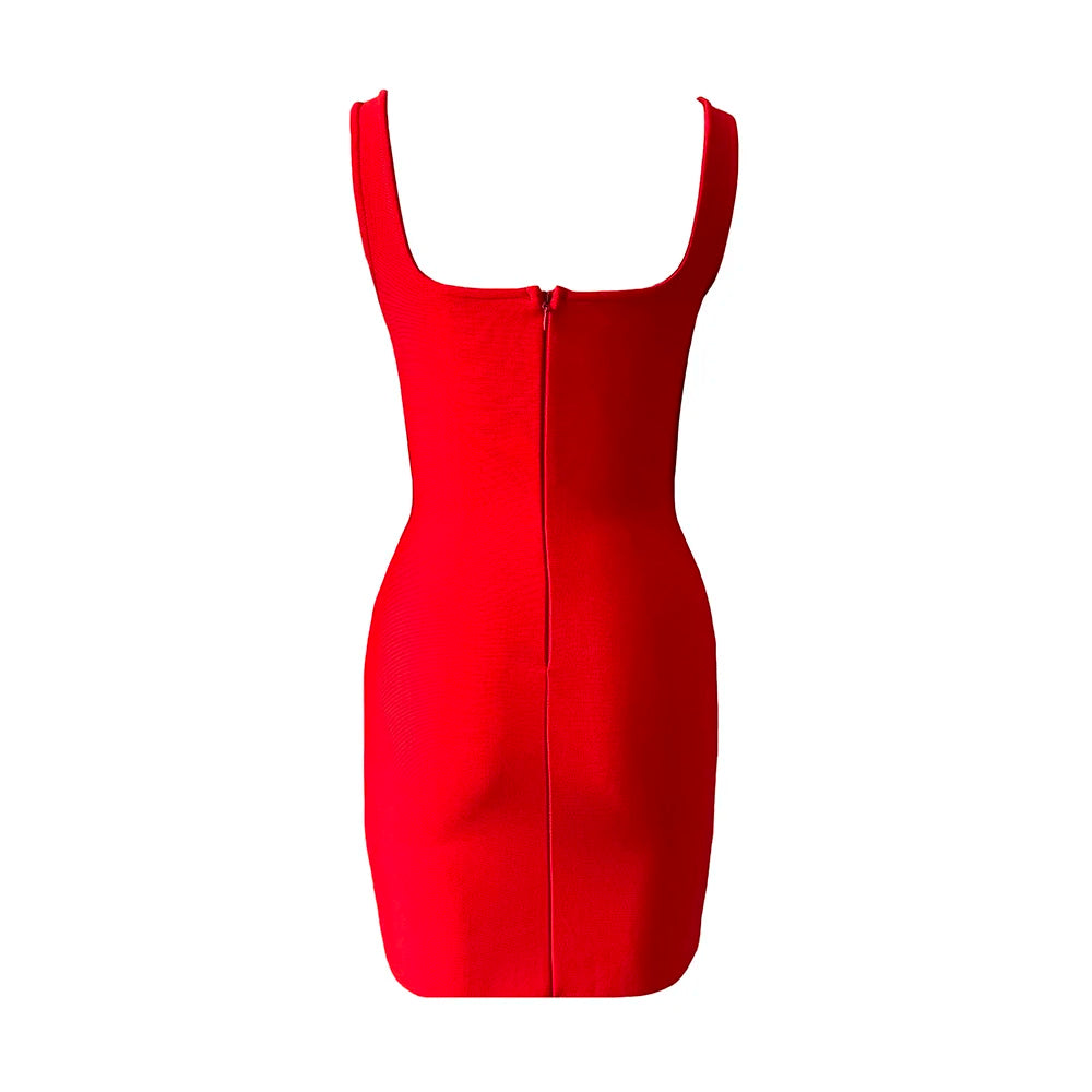 Women Sleeveless Bandage Dress with Beading and Tassels