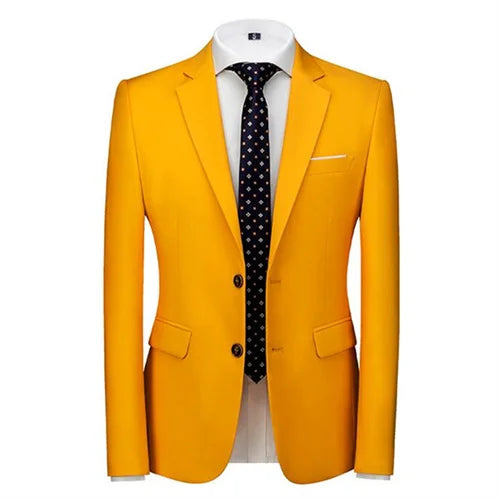 Men's Solid Color Formal Suit Jacket Slim Fit Blazer